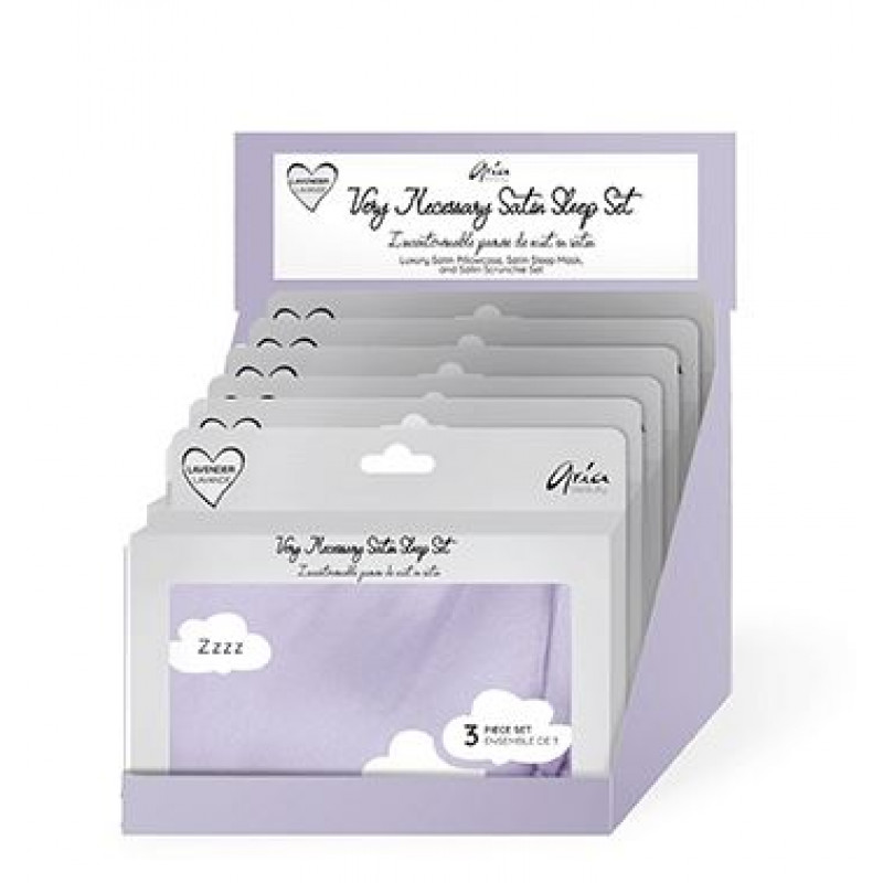 aria beauty very necessary satin sleep sets (lavender) 6-pc display