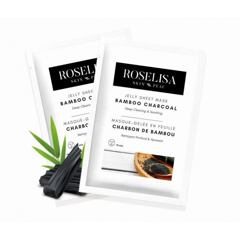 roselisa jelly sheet mask bamboo charcoal 10pc