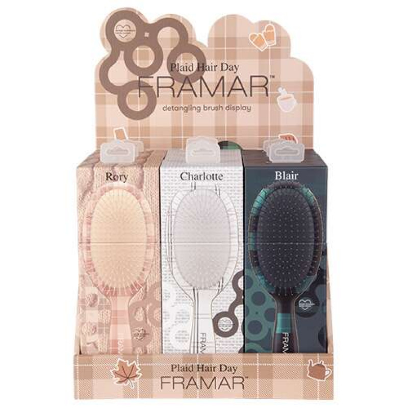 framar plaid hair day brush display 9pc