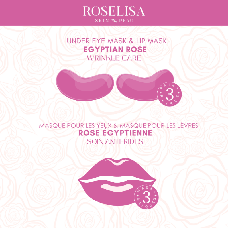 roselisa egyptian rose lip and eye mask combo pack 6pc