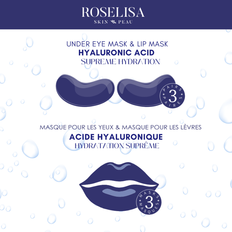 roselisa  hyaluronic acid lip and eye mask combo pack 6pc