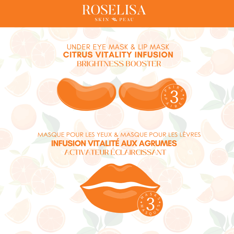 roselisa citrus vitality lip and eye mask combo pack 6pc