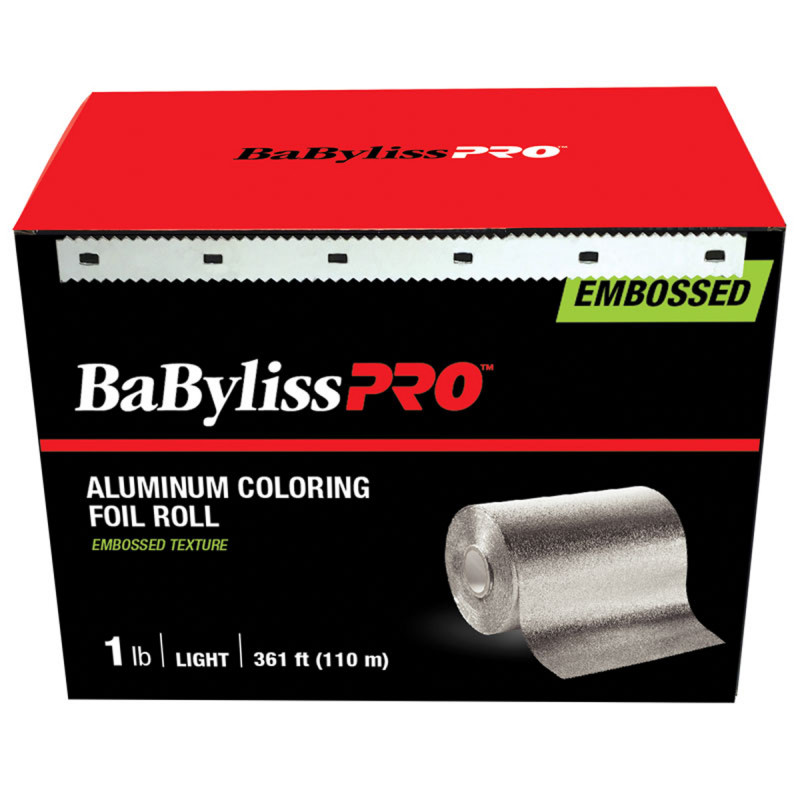 babylisspro rough-texture foil rolls in dispenser boxes with built-in foil cutter, light, 1 lb, 361 ft/pi # besrf1lucc