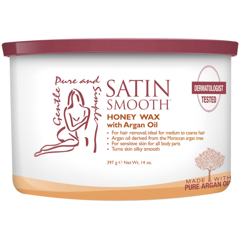 satin smooth honey & argan oil wax 14oz # ssw14hag