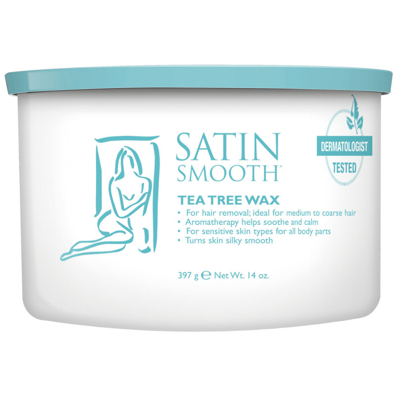 satin smooth tea tree cream wax with eucalyptus 14oz # ssw14ttg