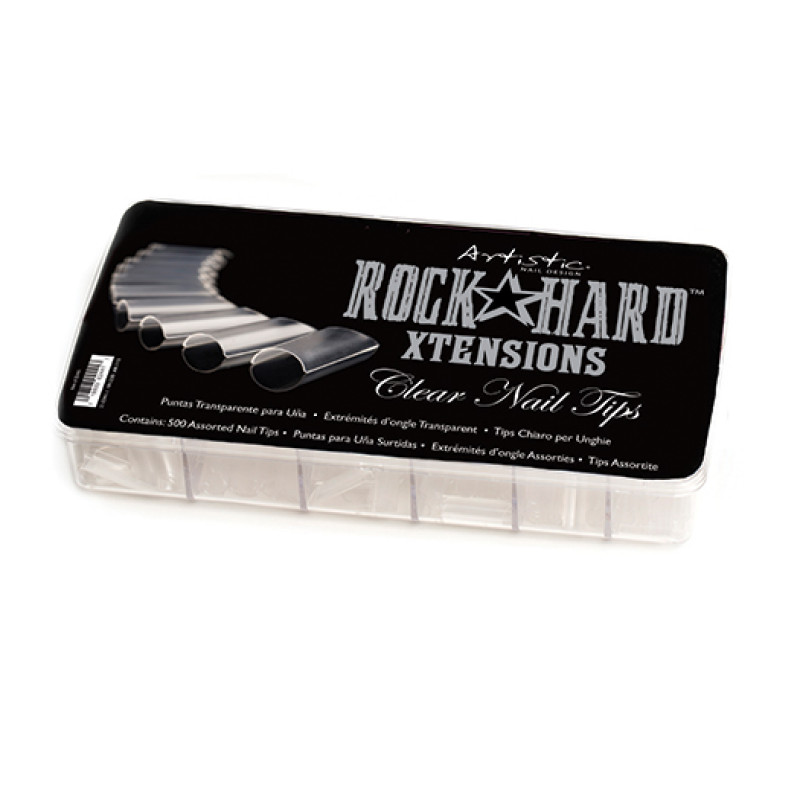 artistic rock hard xtensions clear nail tip 500pc