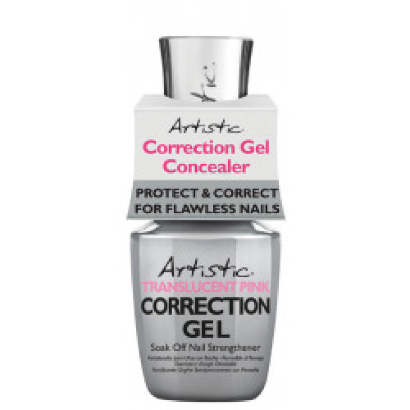 artistic colour gloss correction gel soak off nail strengthener - translucent pink 0.5oz