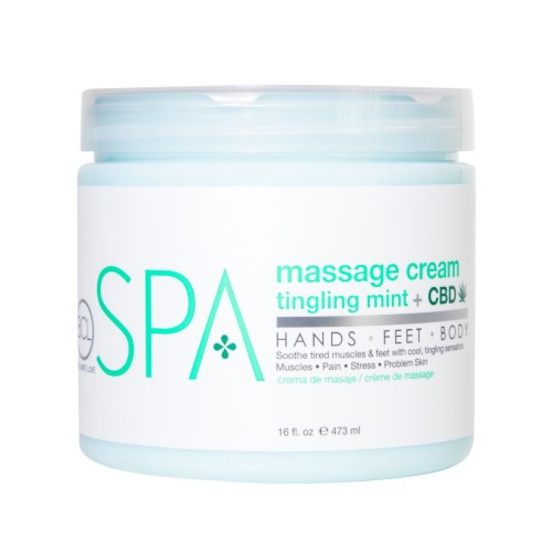 bcl spa massage cream - tingling mint & cbd 16 oz