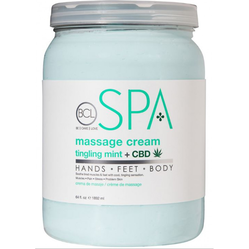  bcl spa massage cream - tingling mint & cbd 64 oz