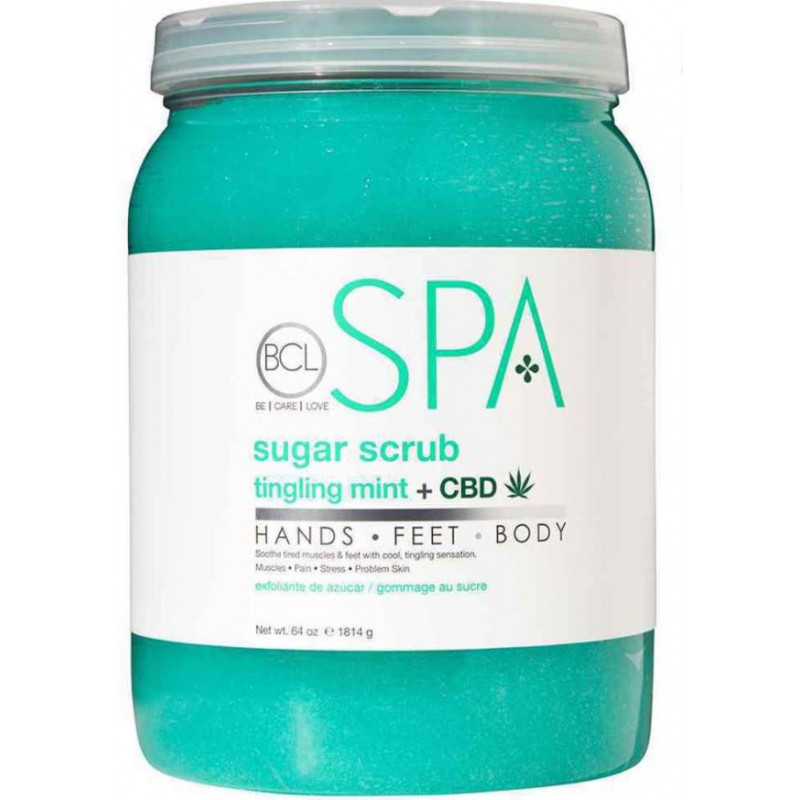 bcl spa sugar scrub - tingling mint & cbd  64 oz