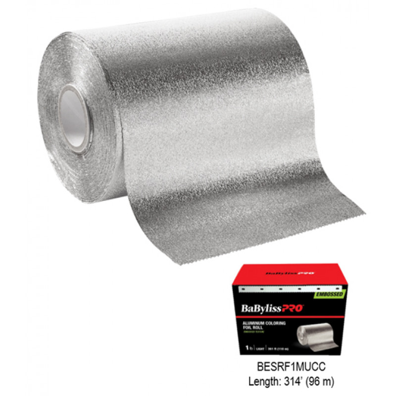 babylisspro rough-texture foil rolls in dispenser boxes with built-in foil cutter, medium silver, 1 lb, 295 ft # besrf1mucc