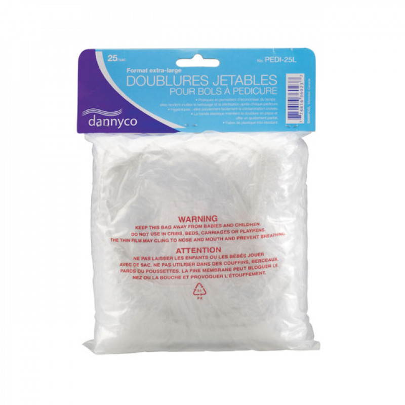 dannyco plastic liners for pedicure bowls 25 pc # slpedi25lc