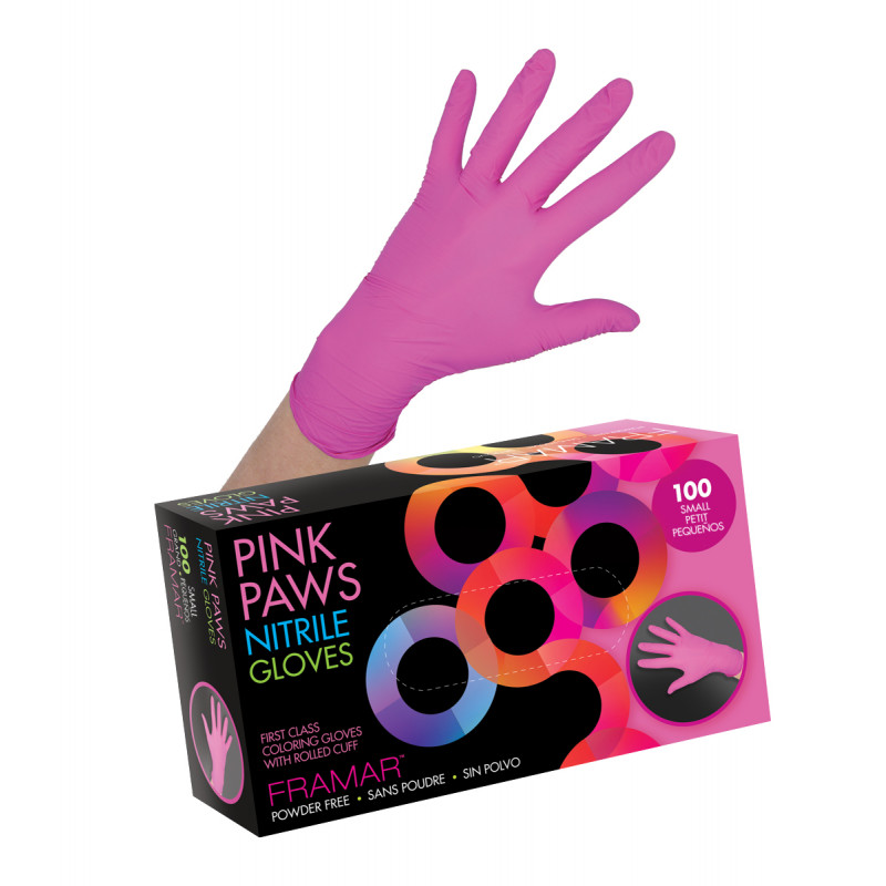 framar pink paws nitrile gloves - 100pc small