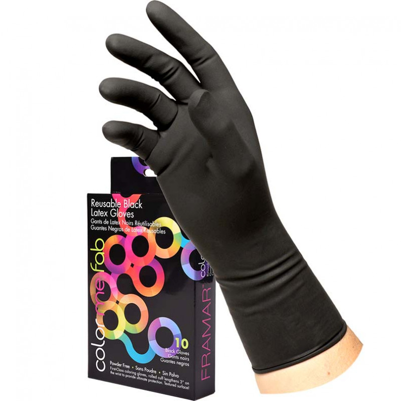 framar reusable black latex gloves small (box of 10)
