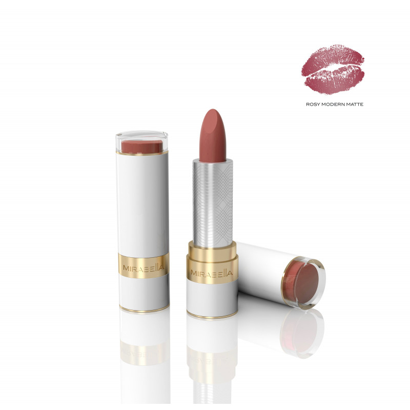 mirabella sealed with a kiss lipstick rosy modern matte