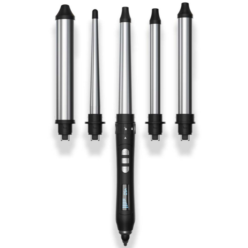 amika: the chameleon 5 barrel interchangeable curling kit black