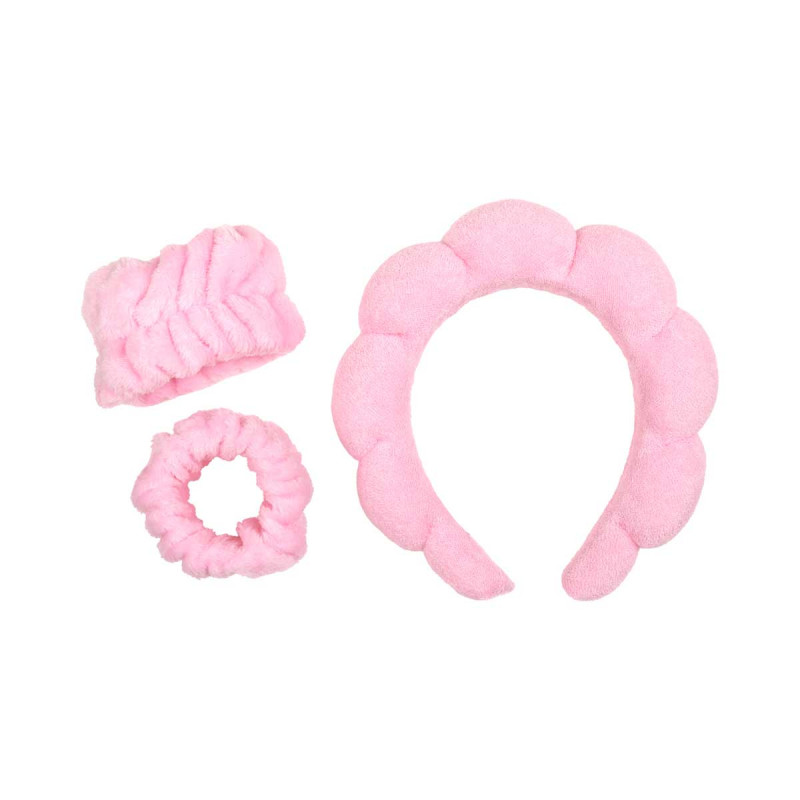 aria head and wristband set pink
