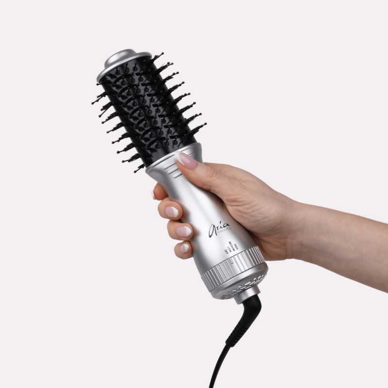 aria mini blowdry brush silver