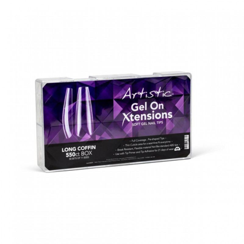 artistic gel on xtensions long coffin 550ct