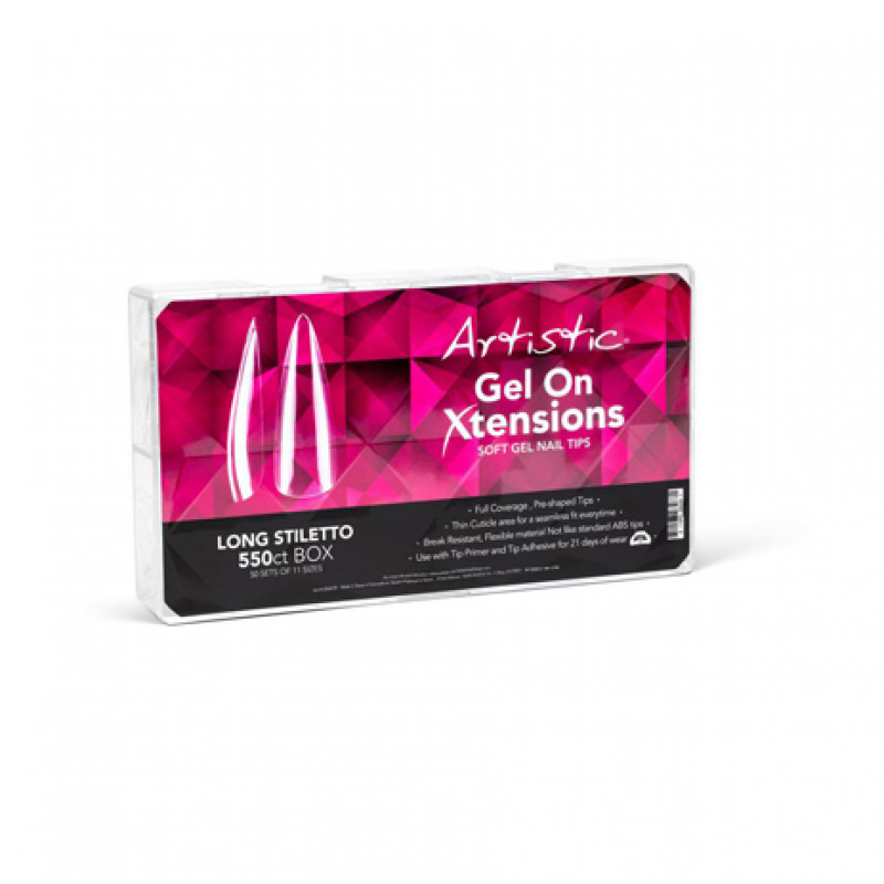 artistic gel on xtensions long stiletto 550ct