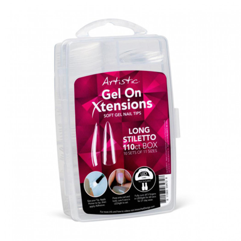 artistic gel on xtensions long stiletto 110ct