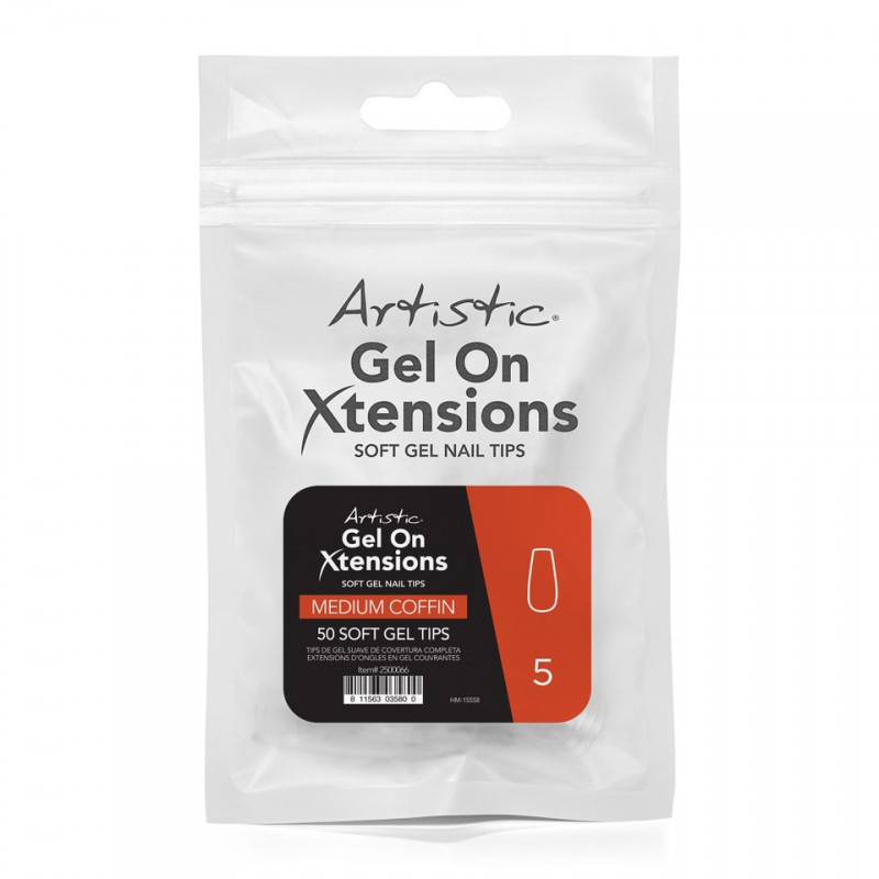 artistic gel on xtensions med coffin #5 50ct