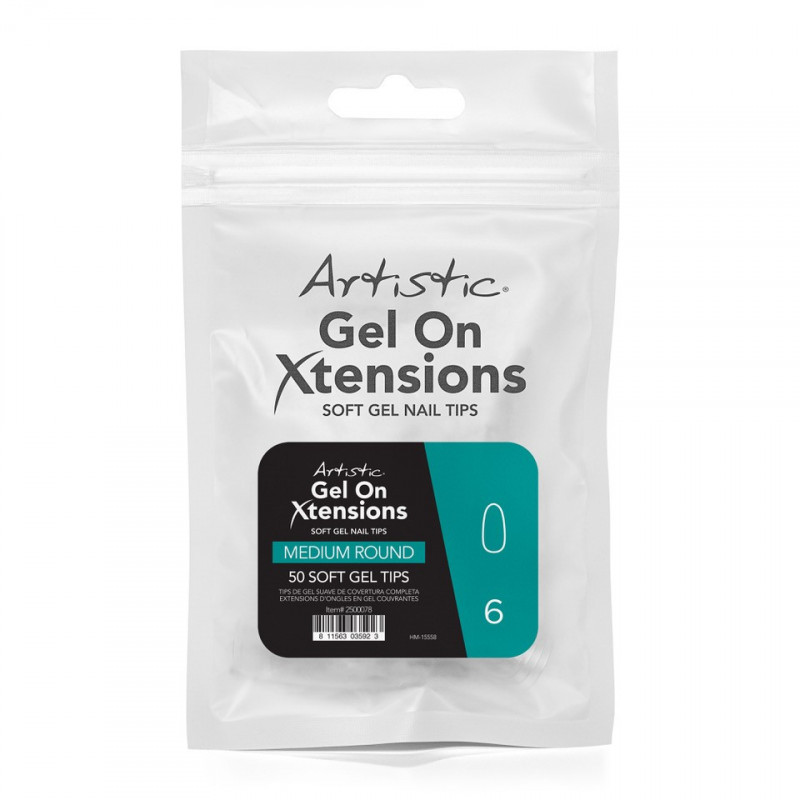 artistic gel on xtensions med round #6 50ct