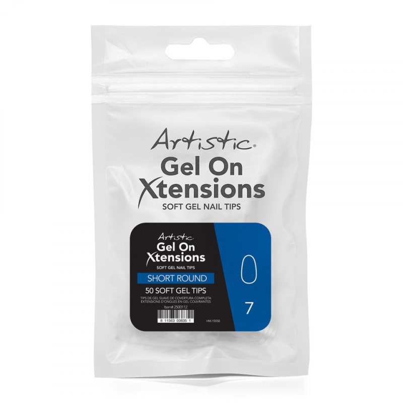 artistic  gel on xtensions short round #7 50ct