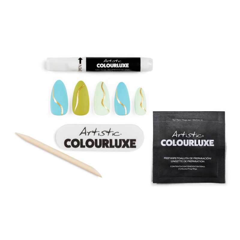 artistic colourluxe press-on tips golden wave