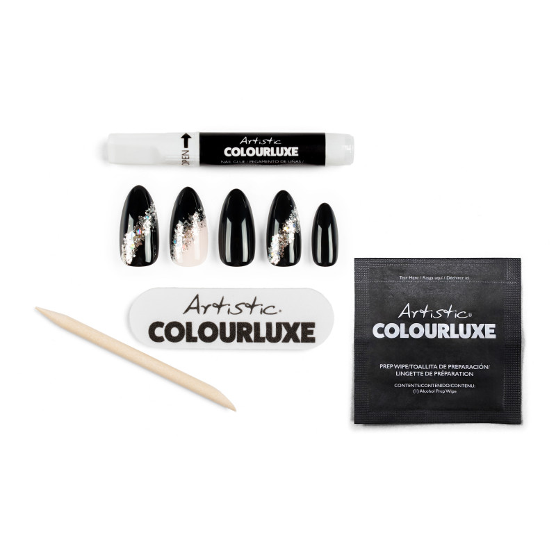 artistic colourluxe press-on tips midnight sparkle