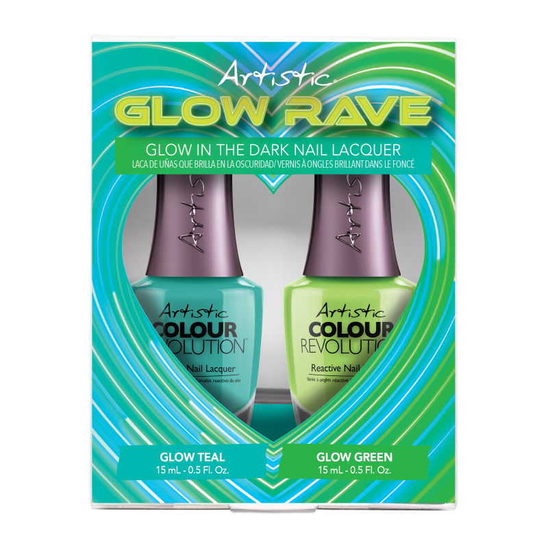 artistic glow rave teal/green 2 pack