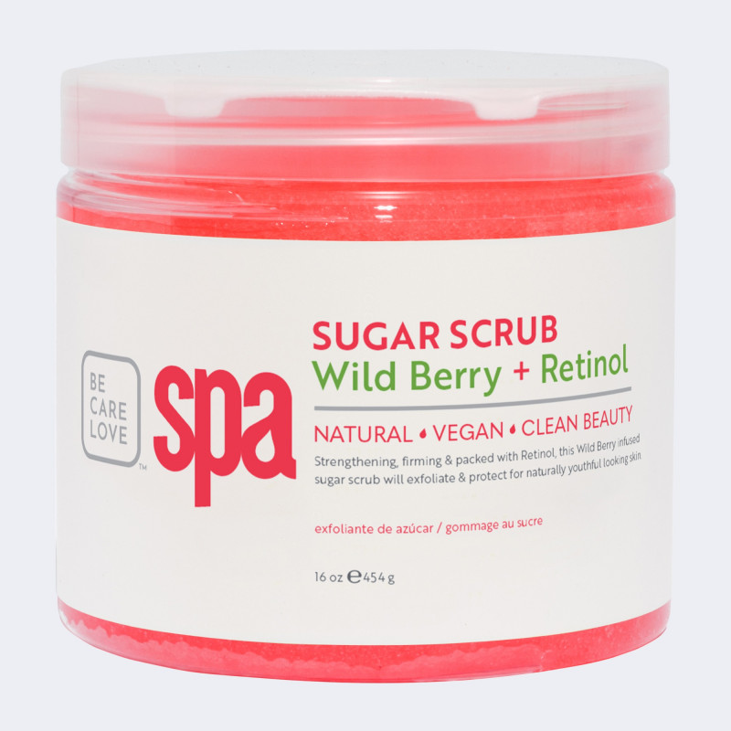 bcl spa wildberry + retinol sugar scrub 16oz