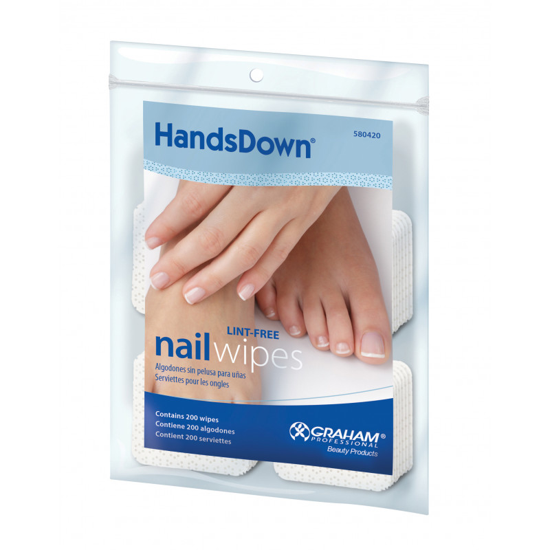 graham beauty handsdown nail wipes squares  200pc #42800c
