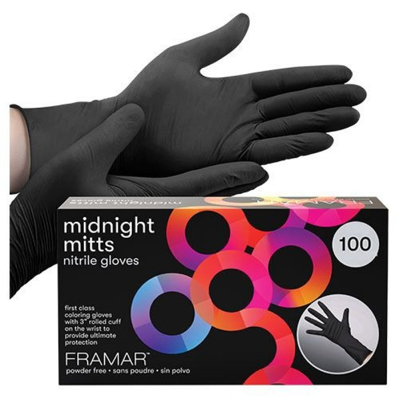 framar midnight mitts nitrile gloves 100 piece - extra small