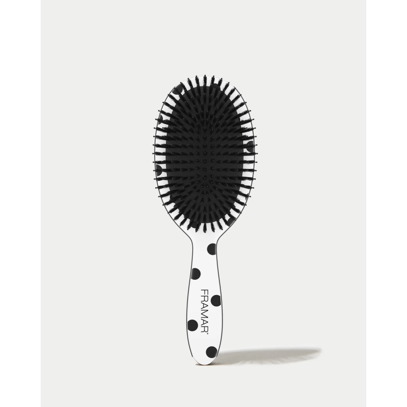 framar polish brush black & white polka dot