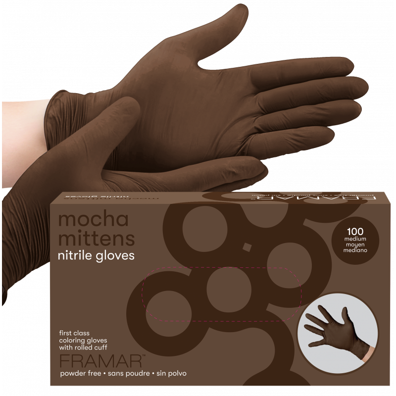 framar mocha mittens nitrile gloves large 100pc