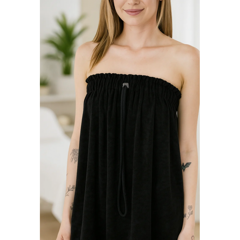 jmt terrycloth body wrap black drawstring (regular)