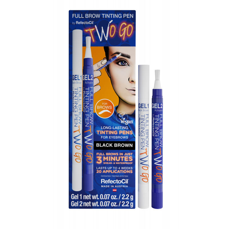 refectocil two go full brow tinting pen -  black brown 2.2g